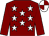 Maroon, white stars, maroon sleeves, quartered cap