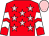 Red, pink stars, red sleeves, white chevrons, pink cap