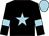 Black, light blue star, armlets and cap