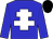 Blue body, white cross of lorraine, blue arms, black cap