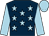 Dark blue, light blue stars, sleeves and cap