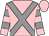 Pink, grey cross belts, hooped sleeves