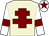 Beige, maroon cross of lorraine, white sleeves, maroon armlet, white cap, maroon star