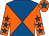 Orange & royal blue diabolo, royal blue stars on sleeves, royal blue star on cap