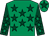 Emerald green, dark green stars, dark green sleeves, emerald green stars, emerald green cap, dark green star