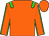 Orange, lime green epaulets, lime green seams on sleeves