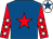 Royal blue, red star, red sleeves, white stars, white cap, royal blue star