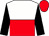 white and red halved horizontally, black sleeves, red cap