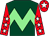 Dark green, light green chevron hoop, red sleeves, white stars, red cap, white star