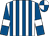 White, royal blue stripes, white armbands on royal blue sleeves, quartered cap