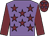 Mauve body, garnet stars, garnet arms, garnet cap, mauve stars