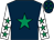 Dark blue, emerald green star, white sleeves, emerald green stars, dark blue cap, emerald green stars