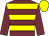 Garnet body, yellow hooped, garnet arms, yellow cap