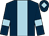 Dark blue, light blue stripe, armlets and diamond on cap