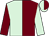 Ice blue and wine (halved), sleeves reversed, halved cap