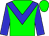 Green body, blue chevron, blue arms, green cap