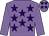 Mauve body, purple stars, mauve arms, mauve cap, purple stars