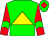 Green body, yellow triangle, red arms, green chevron, green cap, red diamond