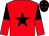 Red, black star, black and red halved sleeves, Black cap, red stars