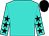 Turquoise,  black stars on sleeves, black cap