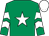 Emerald green, white star, chevrons on sleeves, white cap