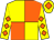 Yellow and orange (quartered), diamonds on sleeves, yellow cap, orange diamond