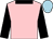 Pink, black sleeves and collar, pale blue cap