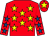 Red, yellow stars, red sleeves, royal blue stars, red cap, yellow star