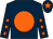 Dark blue, orange disc, dark blue sleeves, orange stars, dark blue cap, orange star