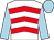 White, red chevrons, light blue sleeves and cap