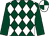 Dark green & white diamonds, dark green sleeves, quartered cap