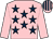 Pink, dark blue stars, pink sleeves, striped cap