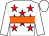 White, red stars, orange hoop, white sleeves and cap