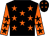 Black, orange stars, orange sleeves, black stars, black cap, orange stars