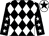 Black and white diamonds, black sleeves, white stars, white cap, black star