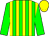 green and yellow stripes, green sleeves, yellow cap