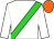 White, lime green sash, orange cap