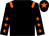 Black, orange epaulets, black sleeves, orange stars, black cap, orange star