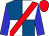 Royal blue and white (quartered), red sash and cap, blue sleeves