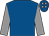 Royal blue, grey sleeves, royal blue cap, grey spots