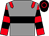 Grey, black hoop, red epaulets, red and black hooped sleeves, black cap, red hoop