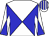 White body, blue diabolo, white arms, blue diaboloes, white cap, blue striped