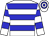 White, blue hoops, white arms, blue hoops