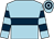 light blue, dark blue hoop, hooped sleeves and cap