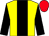 Yellow body, black stripe, black sleeves, red cap