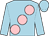 Light blue, large pink spots