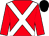 Red body, white cross sashes, red arms, black cap