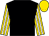 Black, gold and white striped sleeves, gold cap