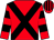 Red, Black cross belts and hoops on sleeves, striped cap