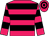 Rose body, black hooped, rose arms, black hooped, rose cap, black hooped
